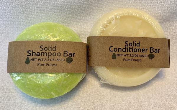 Pure Forest Solid Shampoo and Conditioner Bar featuring Eco-certified ingredients