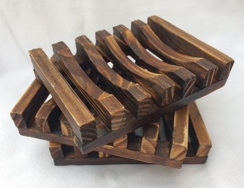 Natural Wood Soap Dishes - Dark Stained Pine Wood