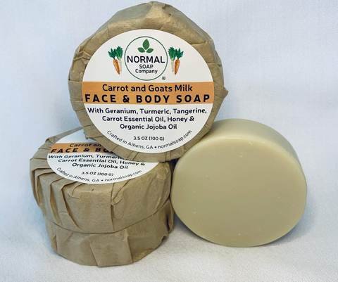 Carrot and Goats Milk Face Soap with Geranium Essential Oil; Organic Rose-hip Jojoba Oil
