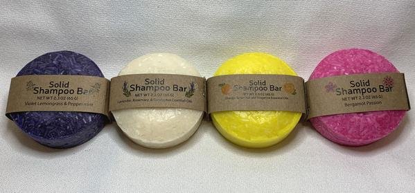 Solid Shampoo Bar in 100% biodegradable packaging