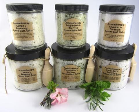 Aromatherapy Epsom Bath Salts in Glass Jar
