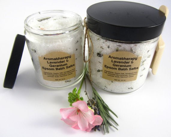 Aromatherapy Epsom Bath Salts in Glass Jar
